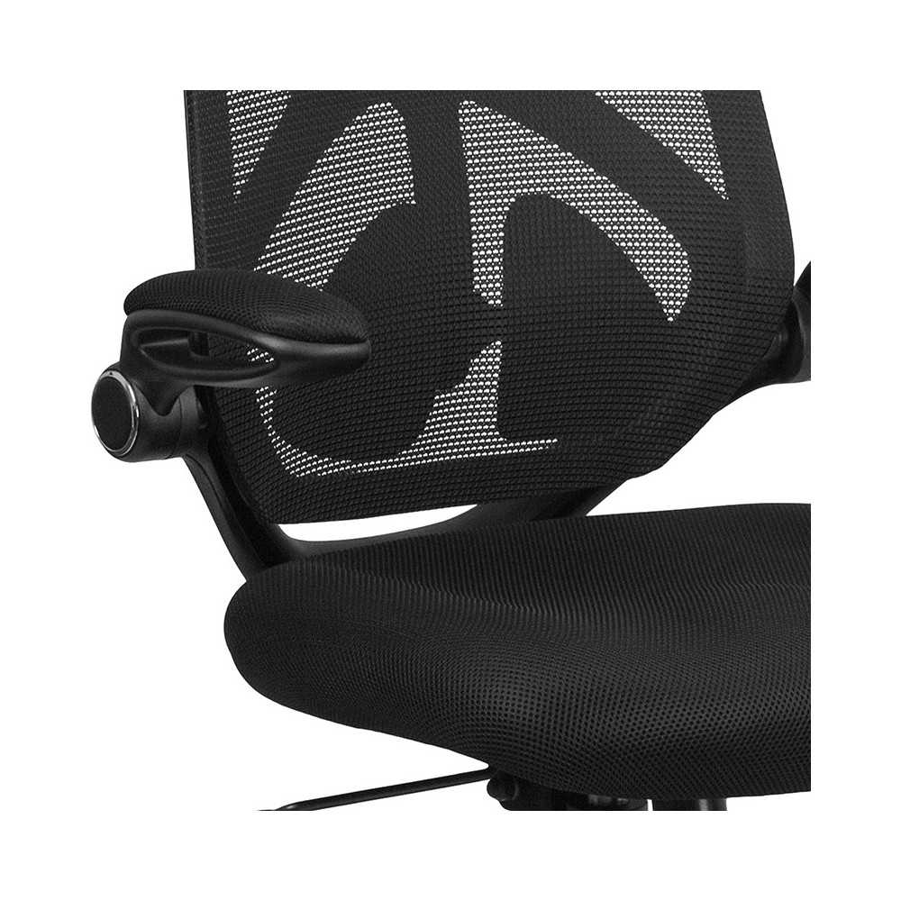 High Back Black Mesh Executive Swivel Ergonomic Office Chair with Adjustable Lumbar, 2-Paddle Control and Flip-Up Arms