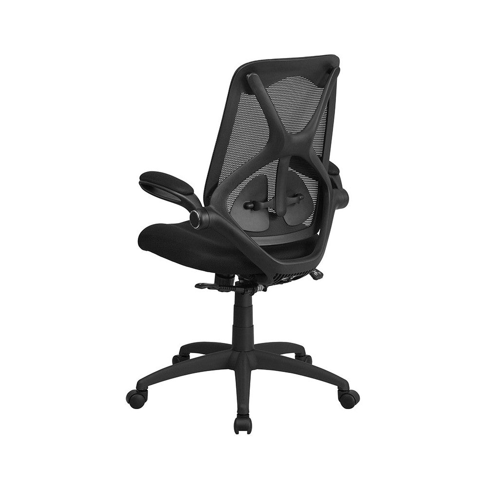 High Back Black Mesh Executive Swivel Ergonomic Office Chair with Adjustable Lumbar, 2-Paddle Control and Flip-Up Arms