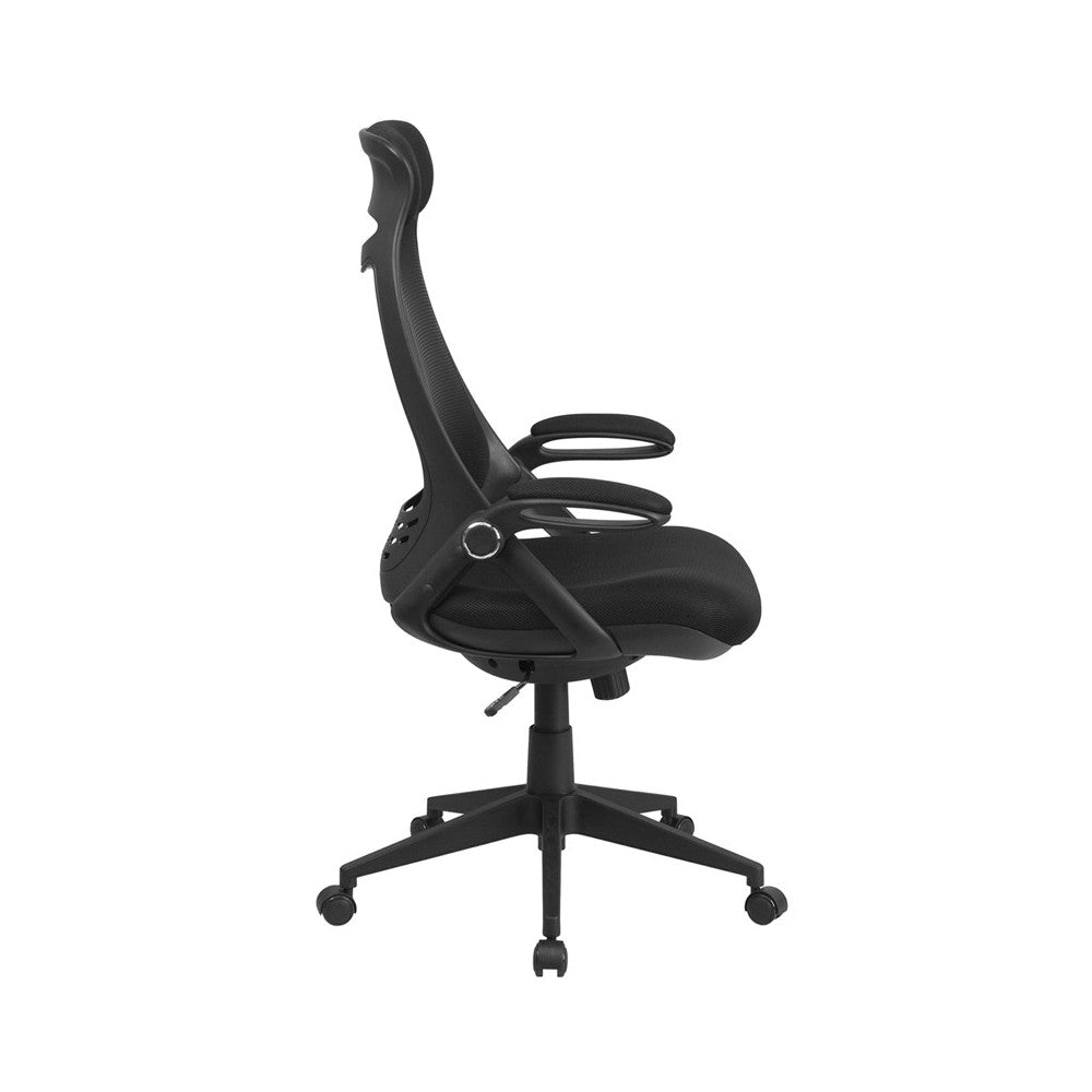 High Back Black Mesh Executive Swivel Office Chair with Flip-Up Arms