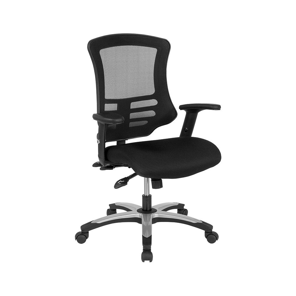 High Back Black Mesh Multifunction Executive Swivel Ergonomic Office Chair with Molded Foam Seat and Adjustable Arms