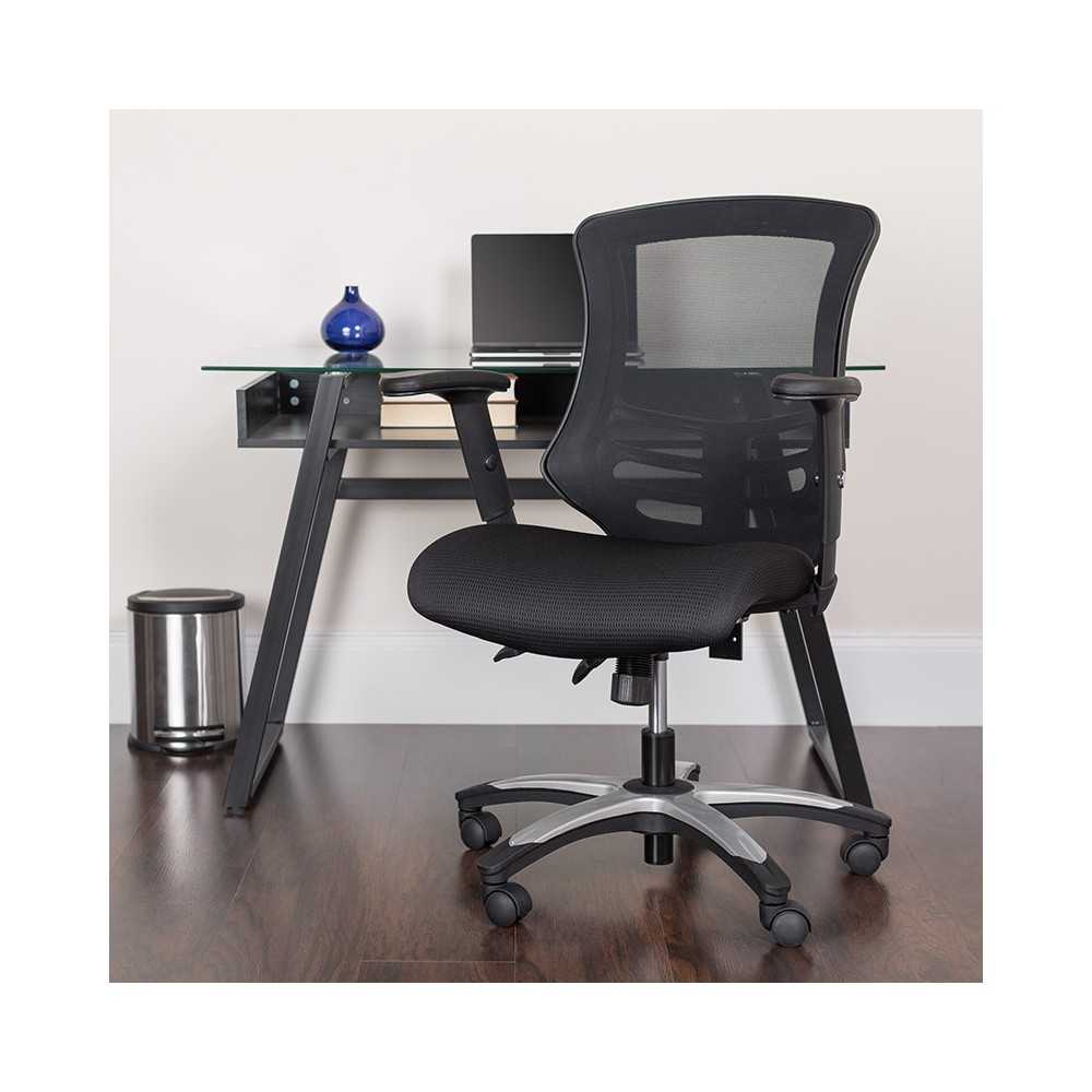 High Back Black Mesh Multifunction Executive Swivel Ergonomic Office Chair with Molded Foam Seat and Adjustable Arms