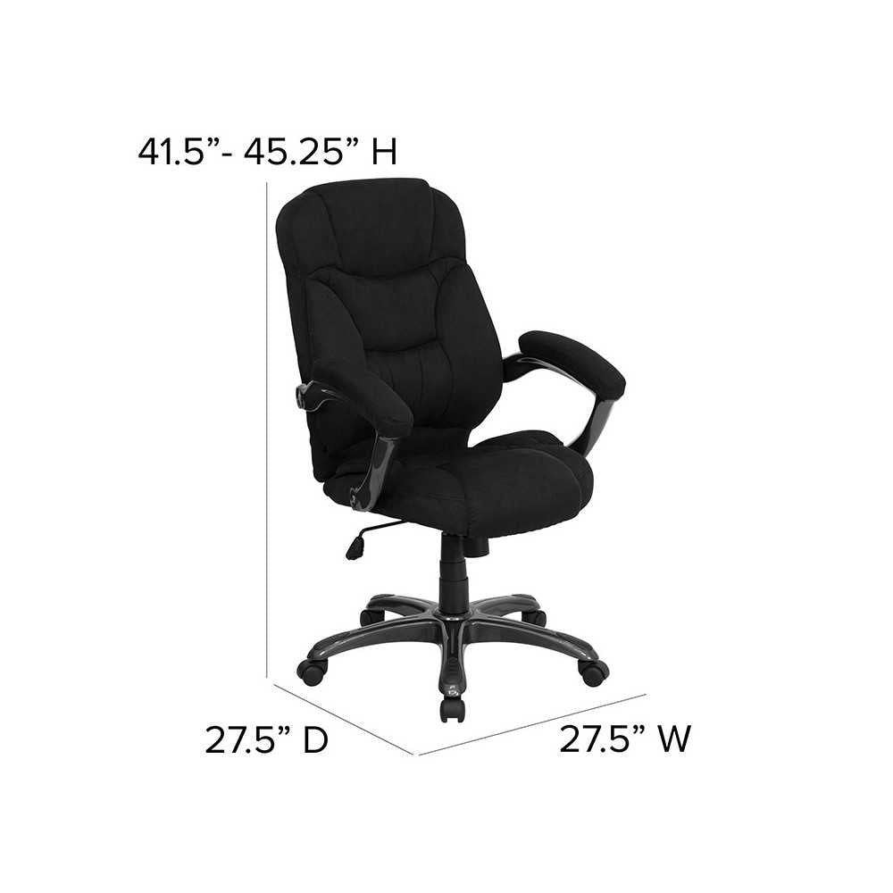 High Back Black Microfiber Contemporary Executive Swivel Ergonomic Office Chair with Arms