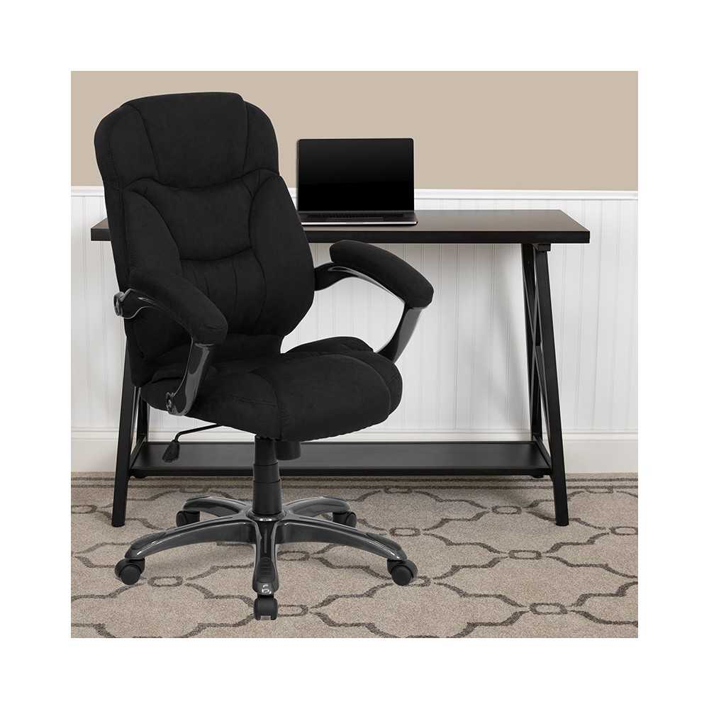 High Back Black Microfiber Contemporary Executive Swivel Ergonomic Office Chair with Arms