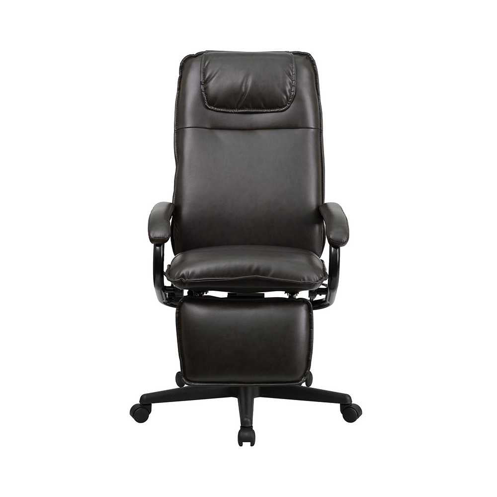High Back Brown LeatherSoft Executive Reclining Ergonomic Swivel Office Chair with Arms