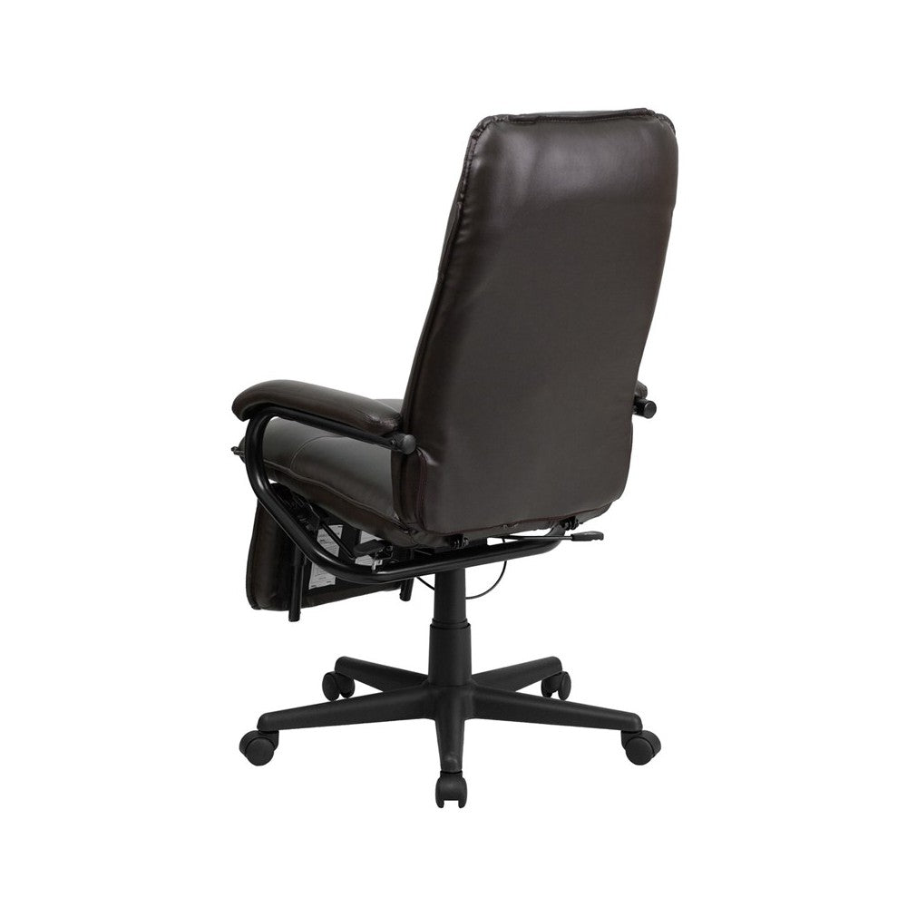 High Back Brown LeatherSoft Executive Reclining Ergonomic Swivel Office Chair with Arms