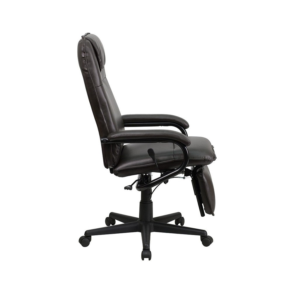 High Back Brown LeatherSoft Executive Reclining Ergonomic Swivel Office Chair with Arms