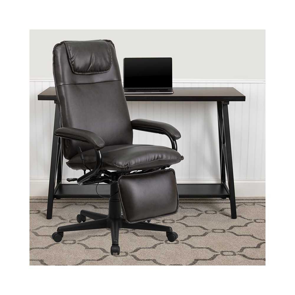 High Back Brown LeatherSoft Executive Reclining Ergonomic Swivel Office Chair with Arms