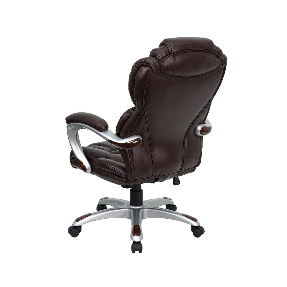 High Back Brown LeatherSoft Executive Swivel Ergonomic Office Chair with Arms