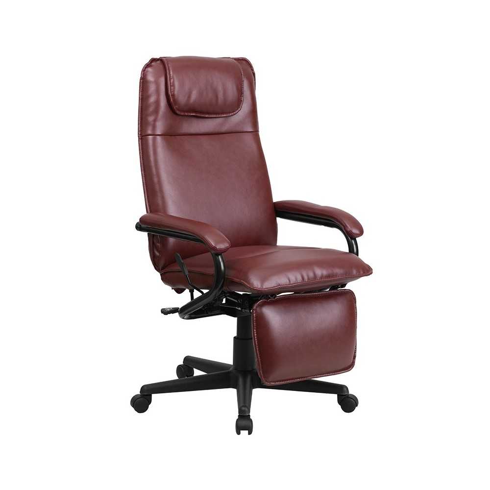 High Back Burgundy LeatherSoft Executive Reclining Ergonomic Swivel Office Chair with Arms