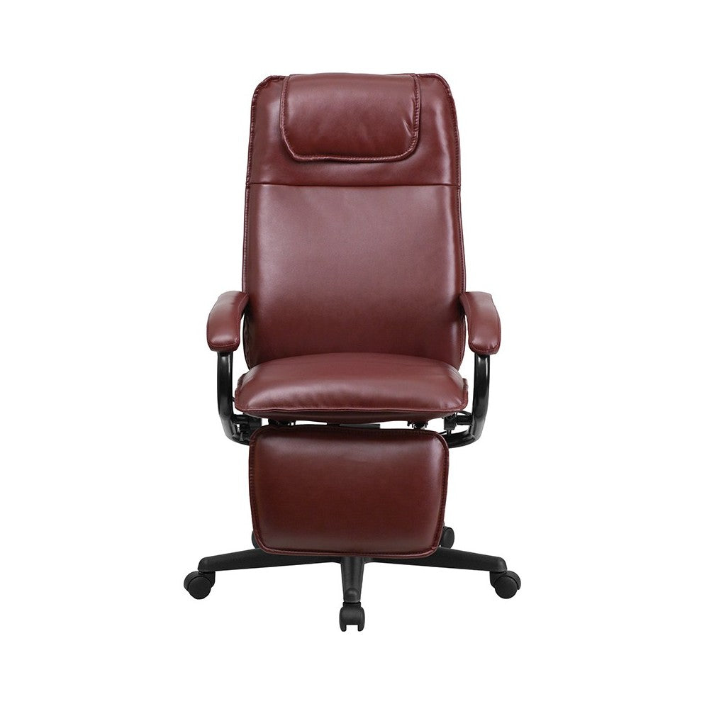 High Back Burgundy LeatherSoft Executive Reclining Ergonomic Swivel Office Chair with Arms