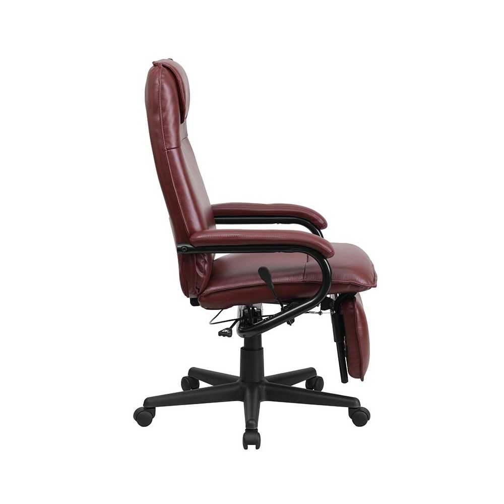High Back Burgundy LeatherSoft Executive Reclining Ergonomic Swivel Office Chair with Arms