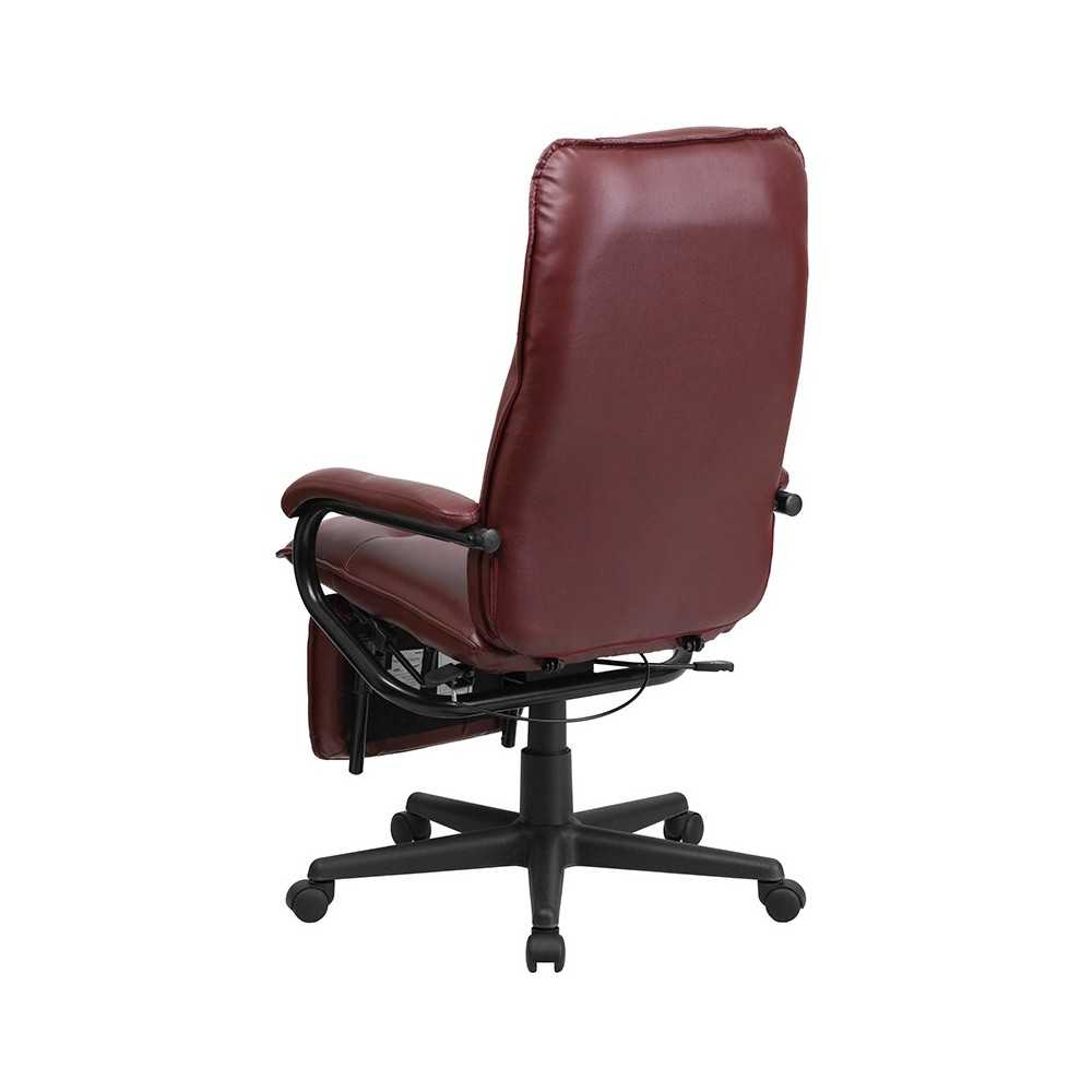 High Back Burgundy LeatherSoft Executive Reclining Ergonomic Swivel Office Chair with Arms