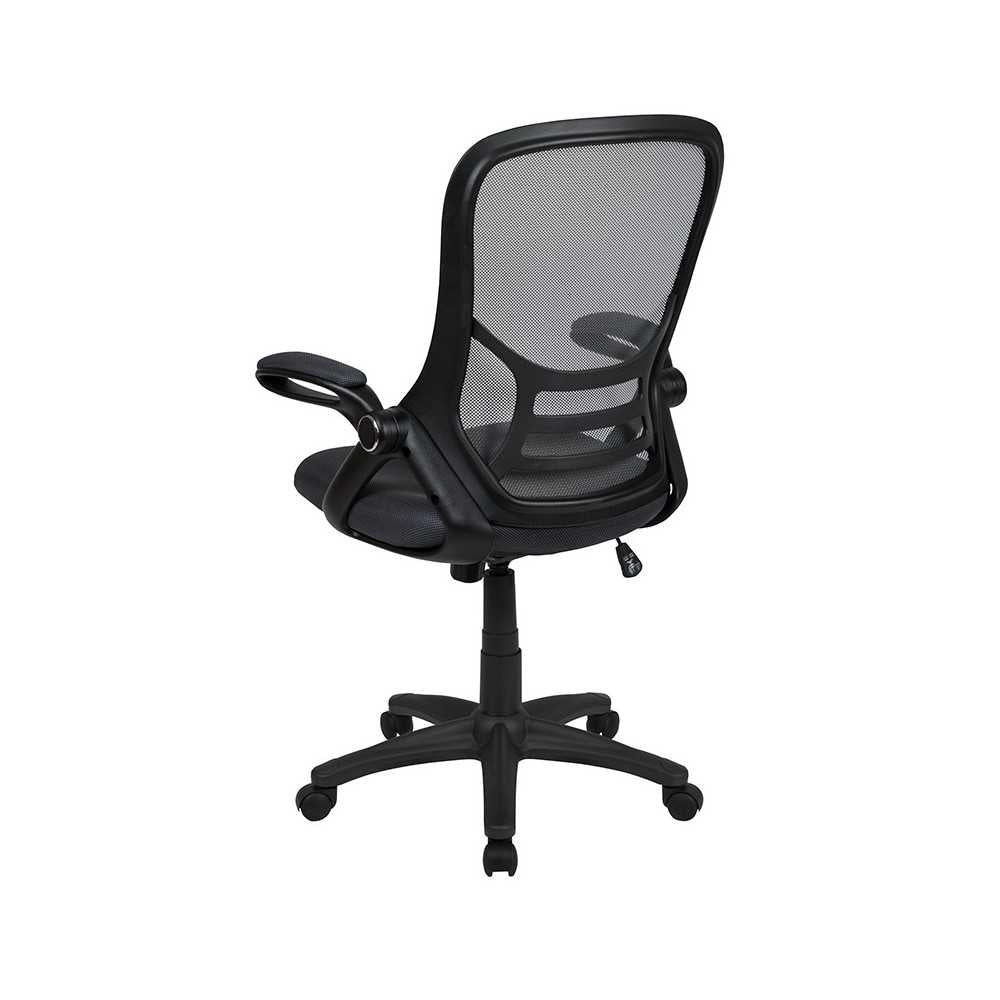 High Back Dark Gray Mesh Ergonomic Swivel Office Chair with Black Frame and Flip-up Arms