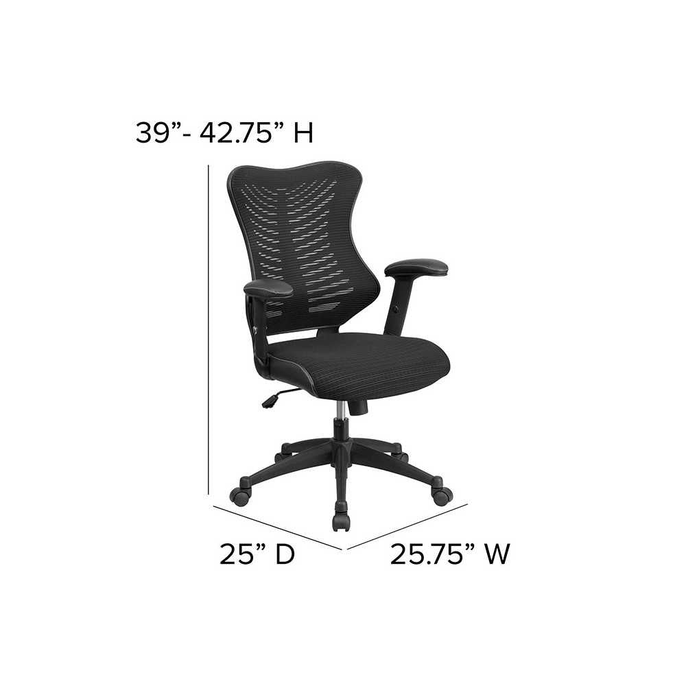 High Back Designer Black Mesh Executive Swivel Ergonomic Office Chair with Adjustable Arms