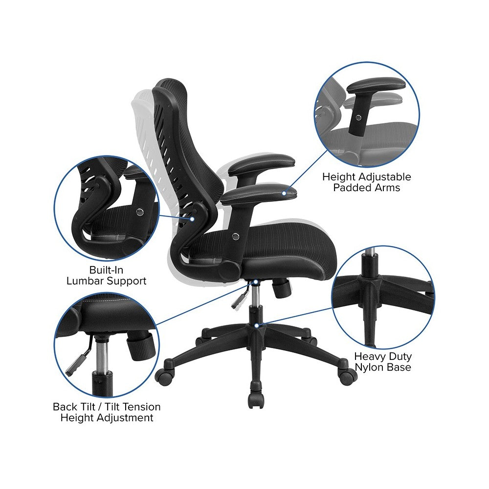 High Back Designer Black Mesh Executive Swivel Ergonomic Office Chair with Adjustable Arms
