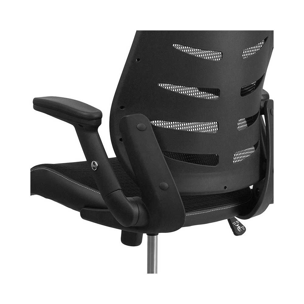 High Back Designer Black Mesh Executive Swivel Ergonomic Office Chair with Height Adjustable Flip-Up Arms