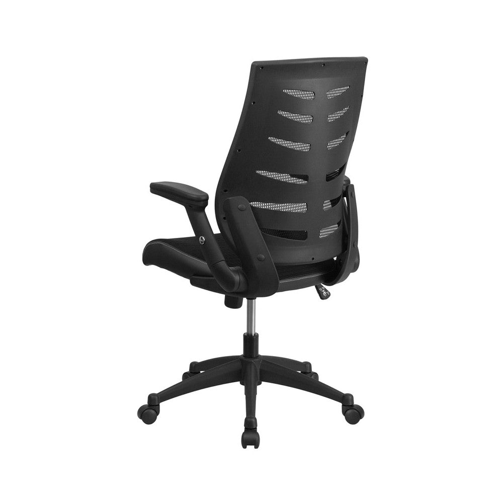 High Back Designer Black Mesh Executive Swivel Ergonomic Office Chair with Height Adjustable Flip-Up Arms