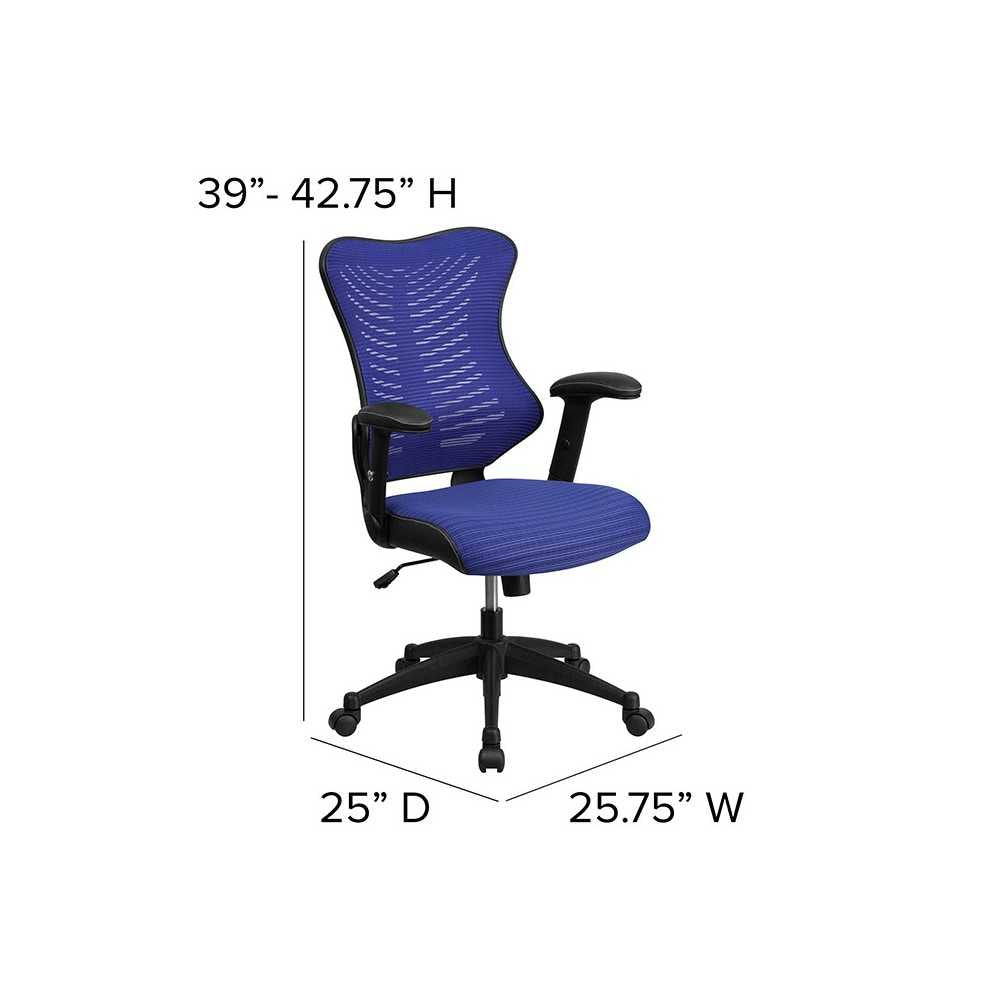 High Back Designer Blue Mesh Executive Swivel Ergonomic Office Chair with Adjustable Arms