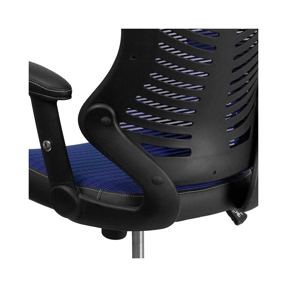 High Back Designer Blue Mesh Executive Swivel Ergonomic Office Chair with Adjustable Arms