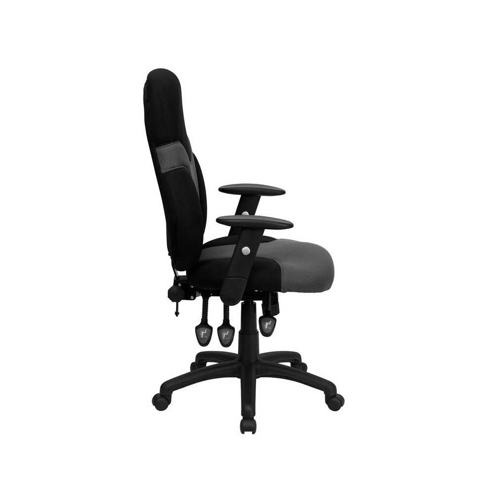 High Back Ergonomic Black and Gray Mesh Swivel Task Office Chair with Adjustable Arms