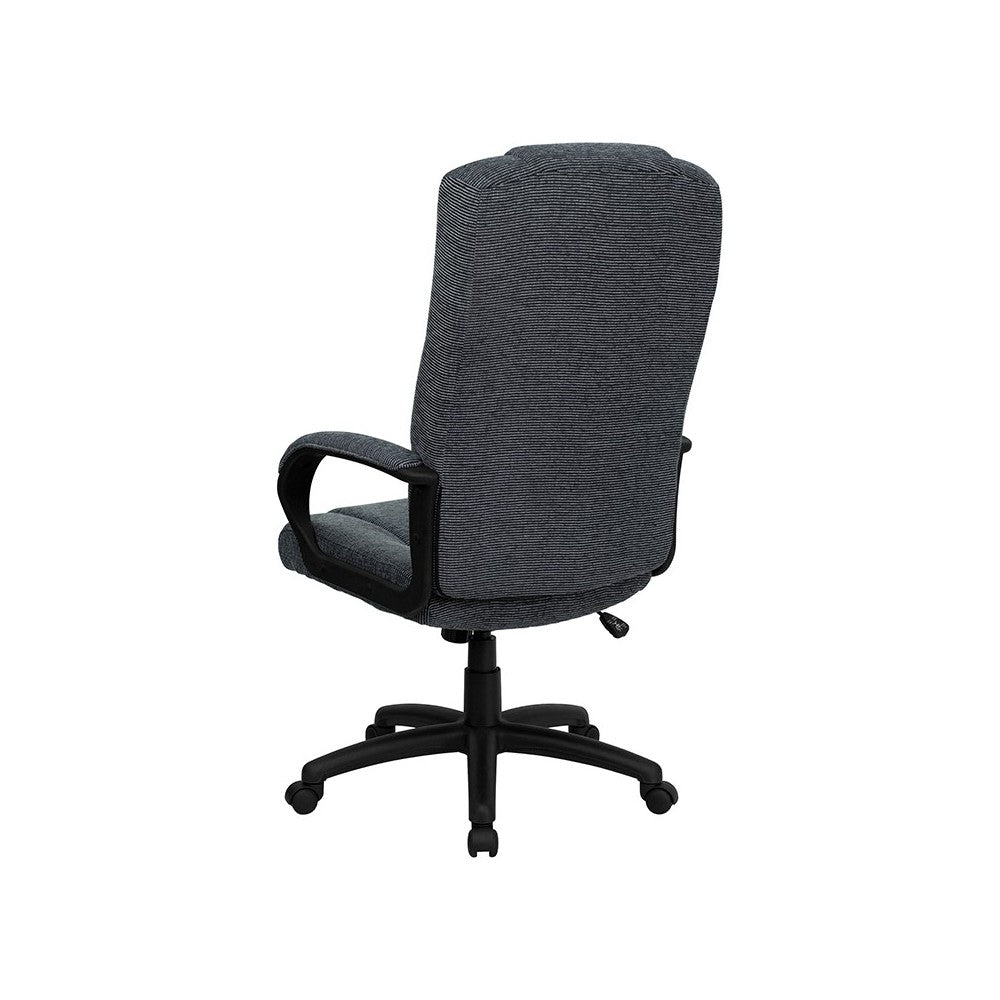 High Back Gray Fabric Executive Swivel Office Chair with Arms