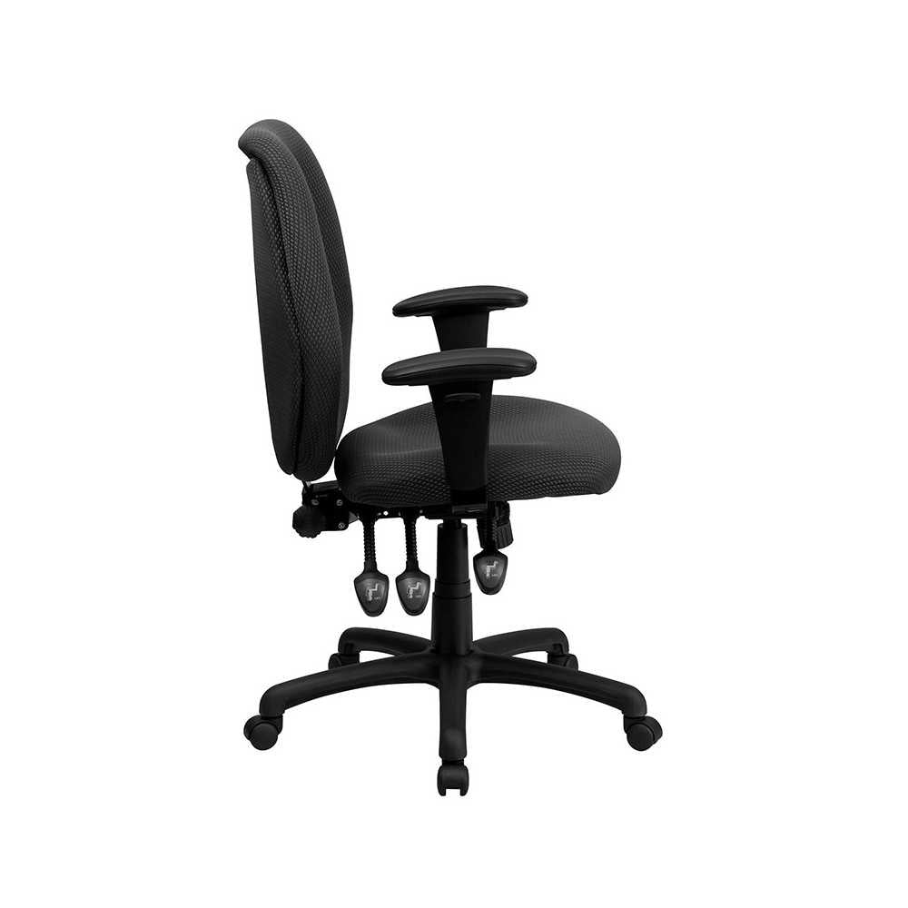 High Back Gray Fabric Multifunction Ergonomic Executive Swivel Office Chair with Adjustable Arms