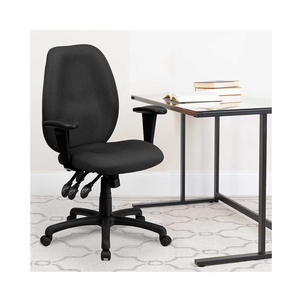High Back Gray Fabric Multifunction Ergonomic Executive Swivel Office Chair with Adjustable Arms