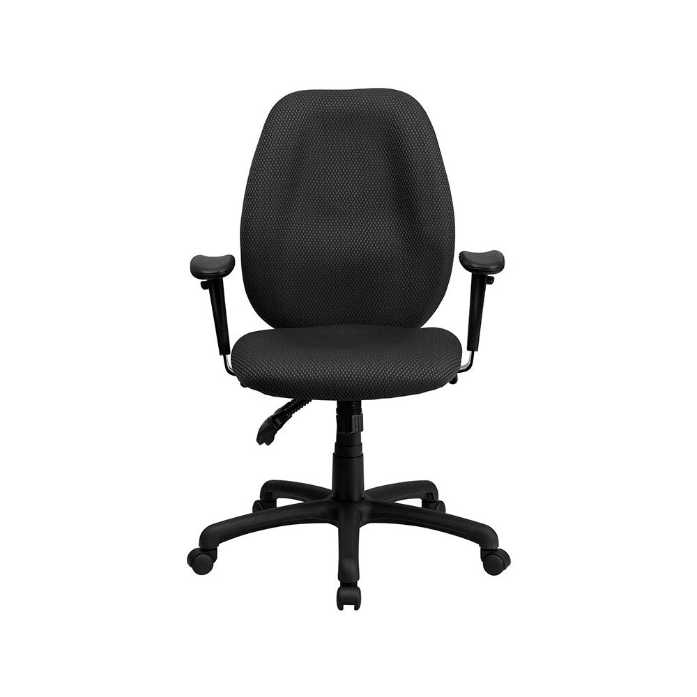 High Back Gray Fabric Multifunction Ergonomic Executive Swivel Office Chair with Adjustable Arms