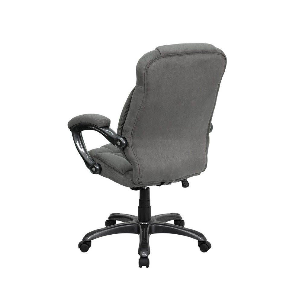 High Back Gray Microfiber Contemporary Executive Swivel Ergonomic Office Chair with Arms
