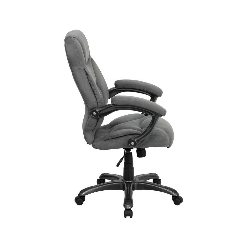 High Back Gray Microfiber Contemporary Executive Swivel Ergonomic Office Chair with Arms