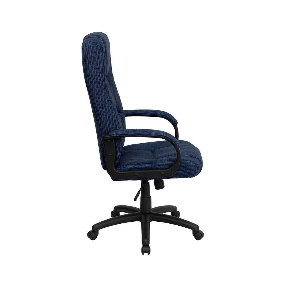 High Back Navy Blue Fabric Executive Swivel Office Chair with Arms