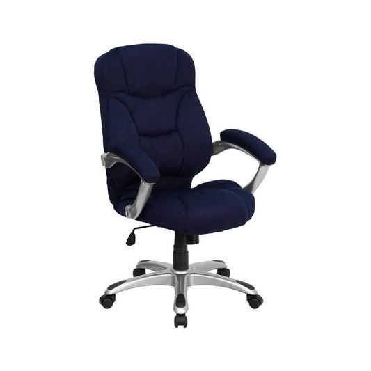 High Back Navy Blue Microfiber Contemporary Executive Swivel Ergonomic Office Chair with Arms