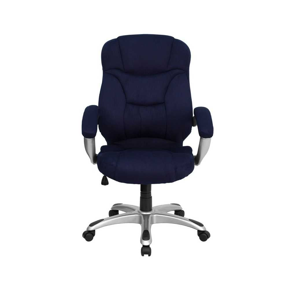 High Back Navy Blue Microfiber Contemporary Executive Swivel Ergonomic Office Chair with Arms