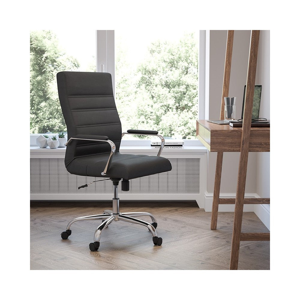 High Back Office Chair | High Back LeatherSoft Executive Office Swivel Chair with Wheels