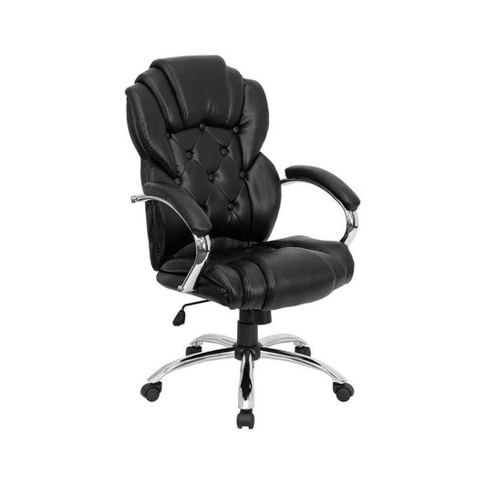 High Back Transitional Style Black LeatherSoft Executive Swivel Office Chair with Arms
