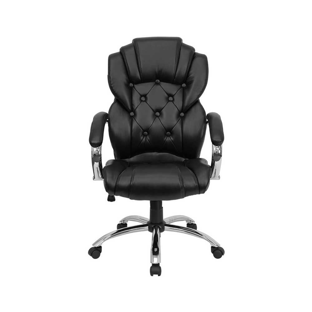 High Back Transitional Style Black LeatherSoft Executive Swivel Office Chair with Arms