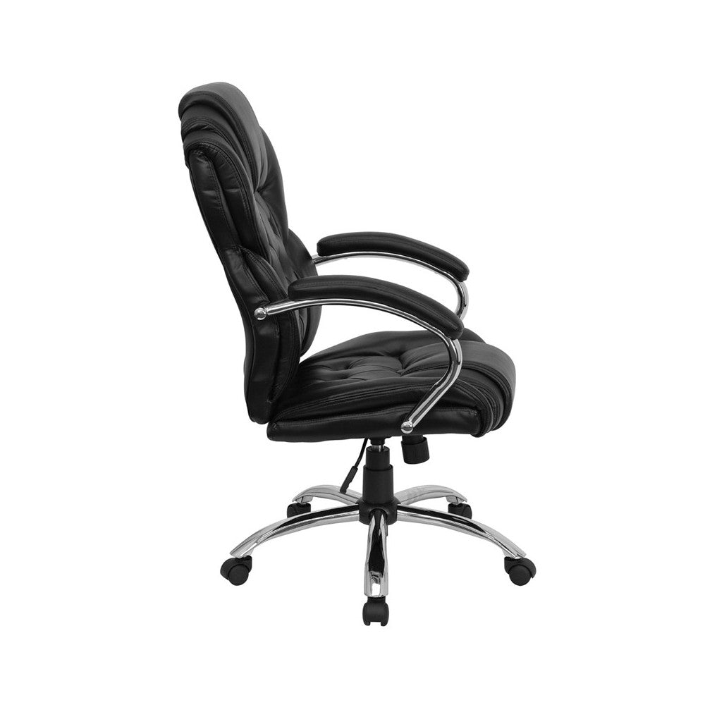 High Back Transitional Style Black LeatherSoft Executive Swivel Office Chair with Arms