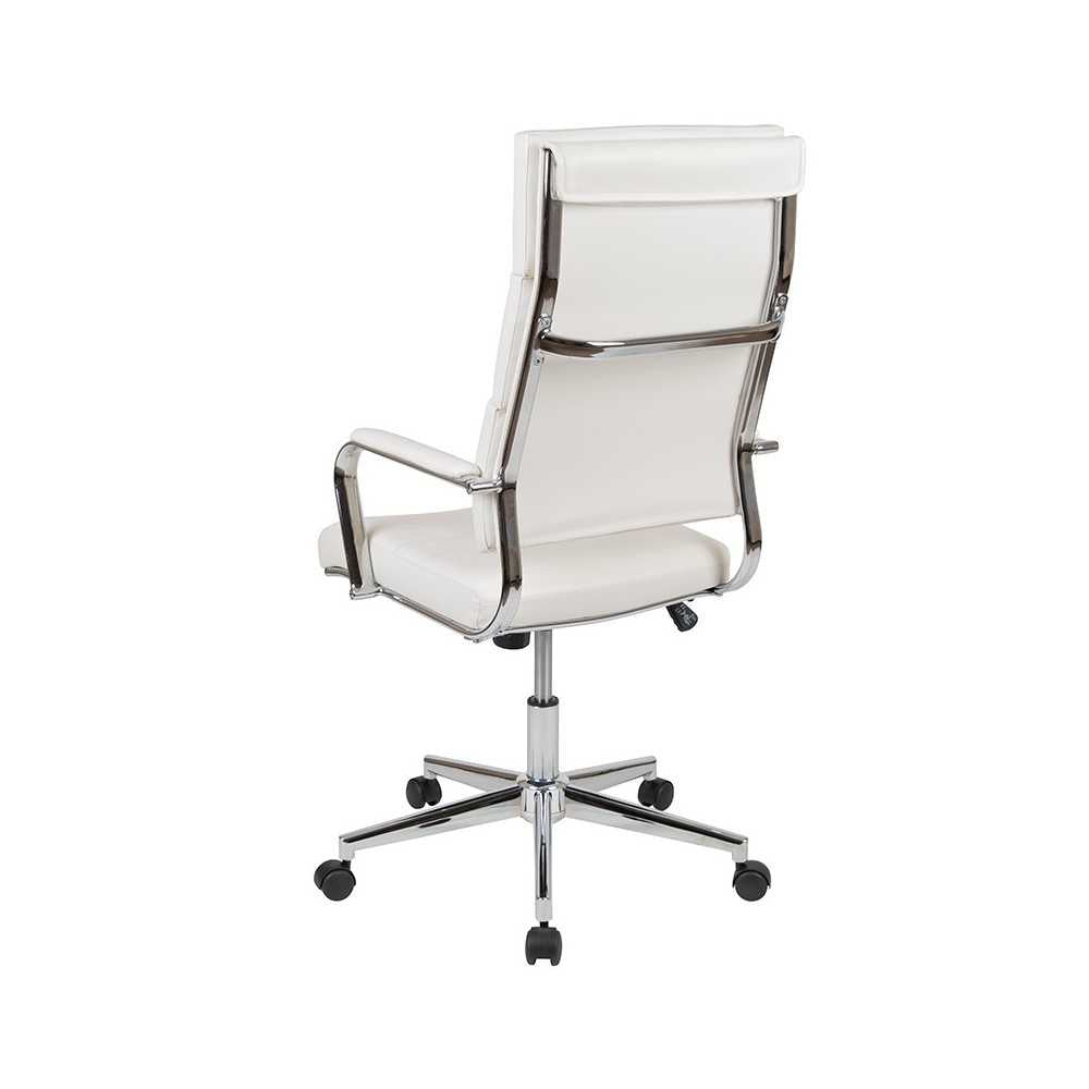 High Back White LeatherSoft Contemporary Panel Executive Swivel Office Chair