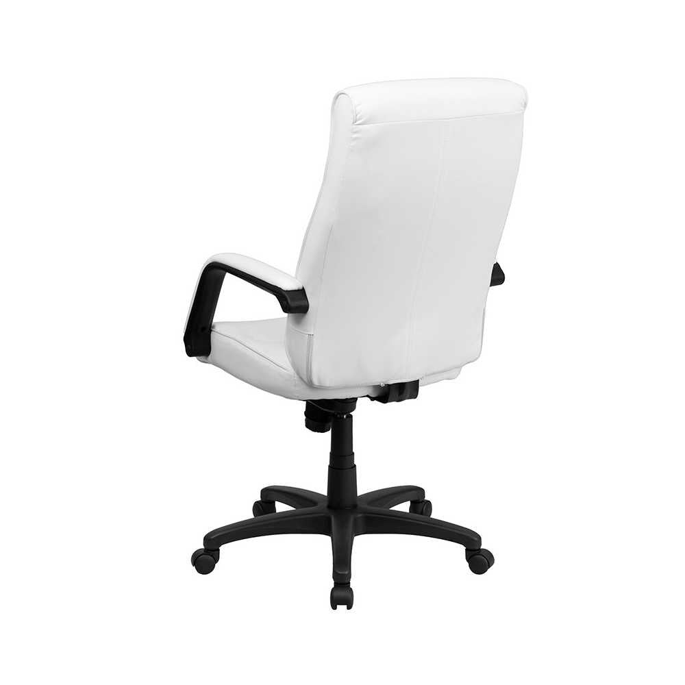 High Back White LeatherSoft Executive Swivel Ergonomic Office Chair with Memory Foam Padding and Arms