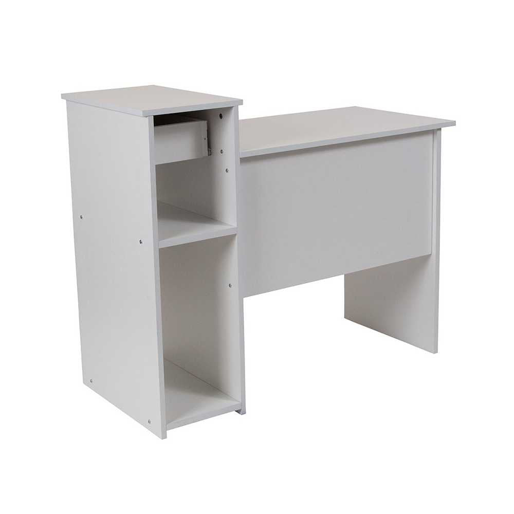 Highland Park White Computer Desk with Shelves and Drawer