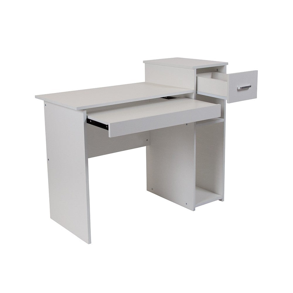 Highland Park White Computer Desk with Shelves and Drawer