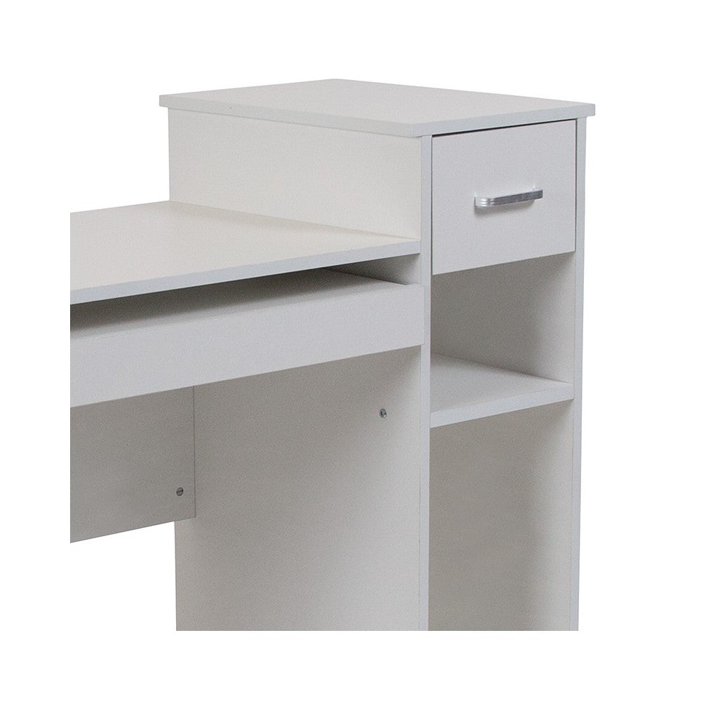 Highland Park White Computer Desk with Shelves and Drawer