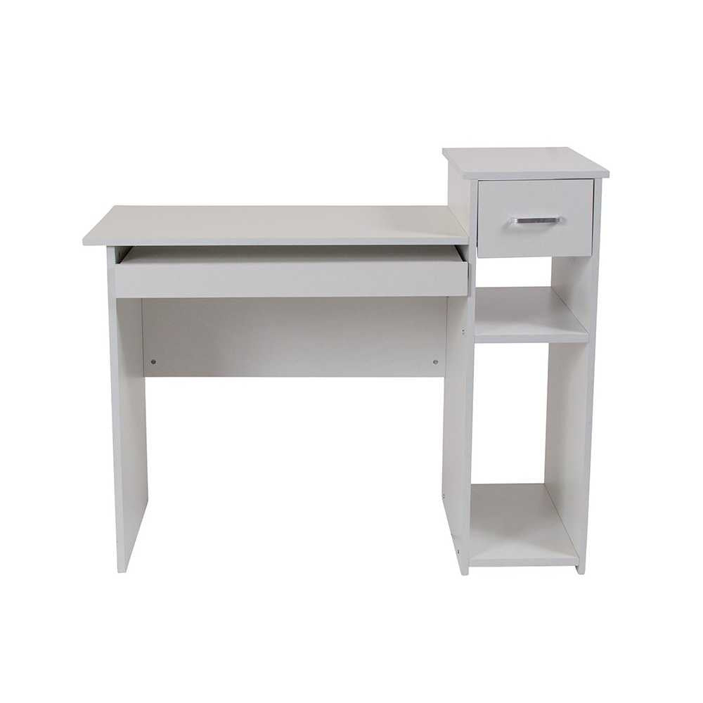 Highland Park White Computer Desk with Shelves and Drawer