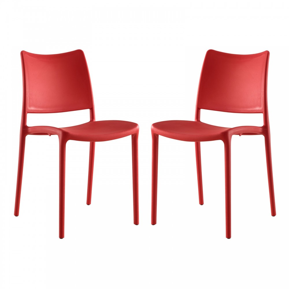 Hipster Dining Side Chair Set of 2, Red