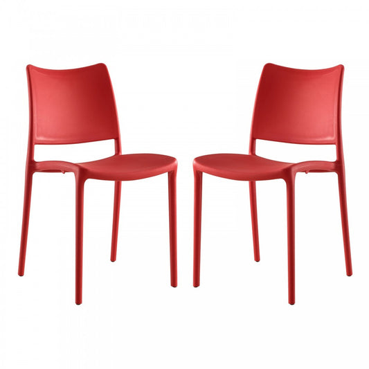 Hipster Dining Side Chair Set of 2, Red