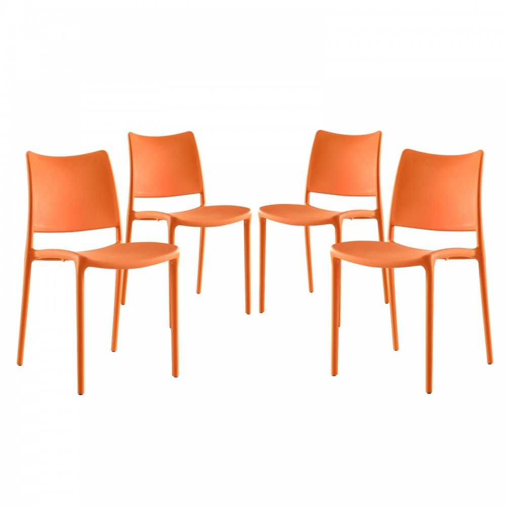 Hipster Dining Side Chair Set of 4, Orange