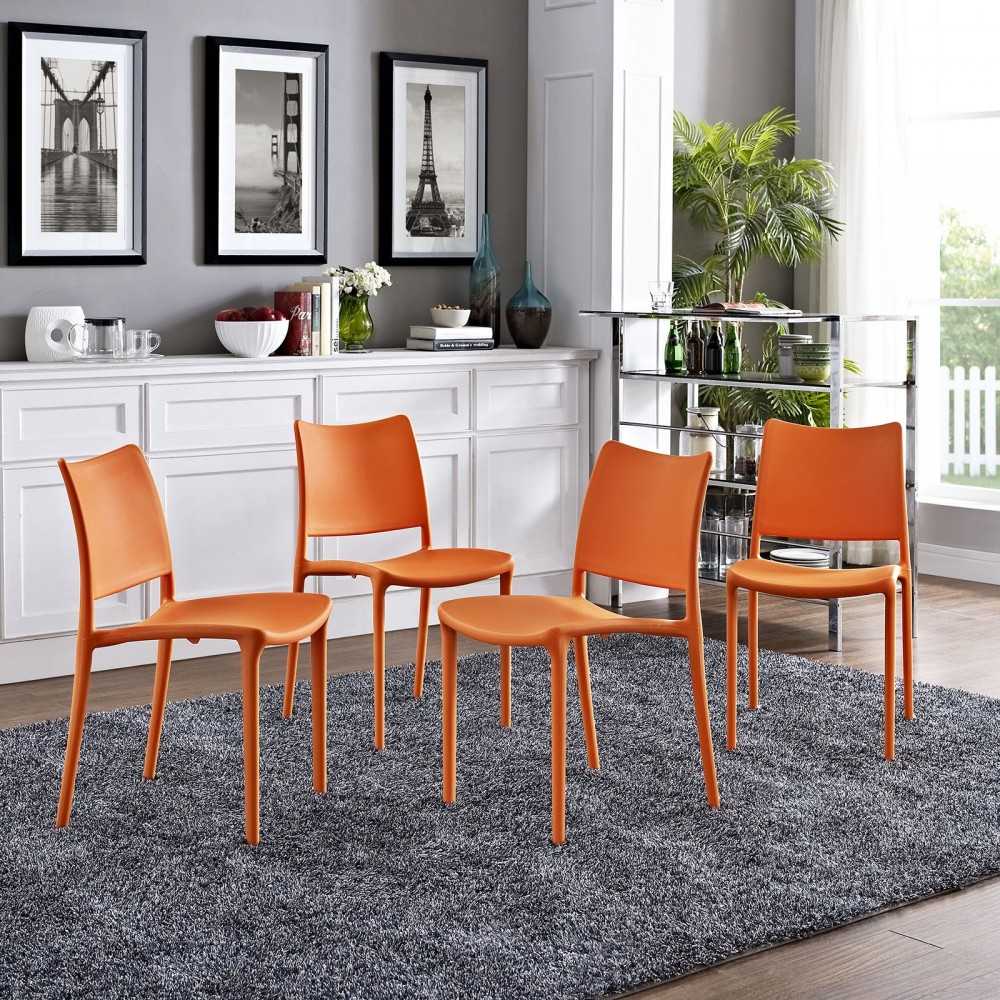 Hipster Dining Side Chair Set of 4, Orange