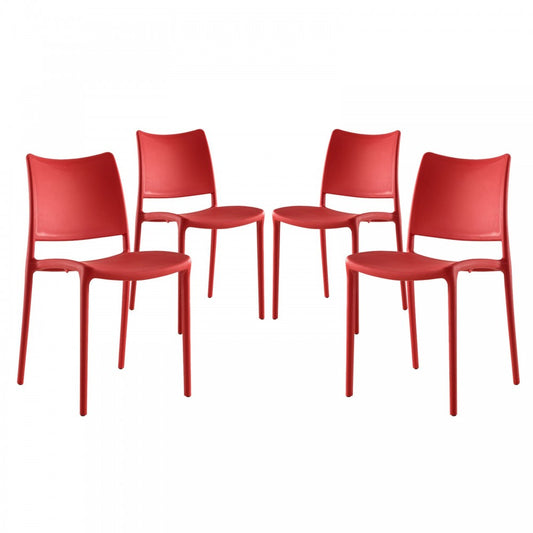 Hipster Dining Side Chair Set of 4, Red