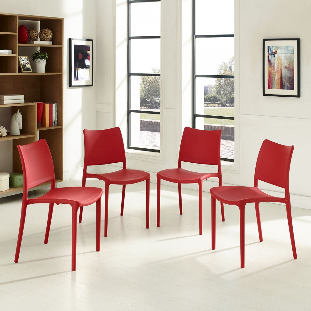 Hipster Dining Side Chair Set of 4, Red