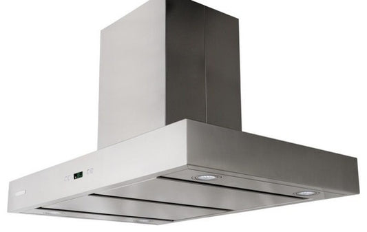 42" wide, LED lights, Both Side accessible Control, Swing-able Flat Filters, 1.0mm Non-Magnetic Stainless Steel Seamless Body, Island Mount Range Hood